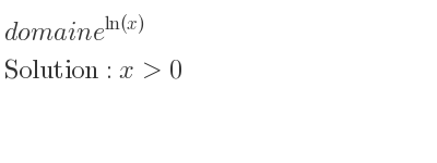 The domain of e^{ln(x)} is x>0